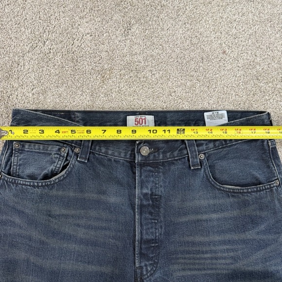 Levi's 501 Original Straight Leg Button Fly Jeans 36x32 Dark Wash Denim Everyday - Picture 5 of 11